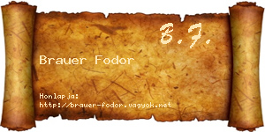 Brauer Fodor névjegykártya